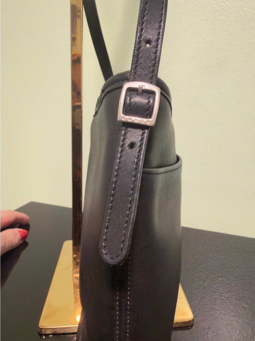 1999 Vintage Coach Mambo 9062 Black leather crossbody/ shoulder bag EUC - Picture 5 of 9